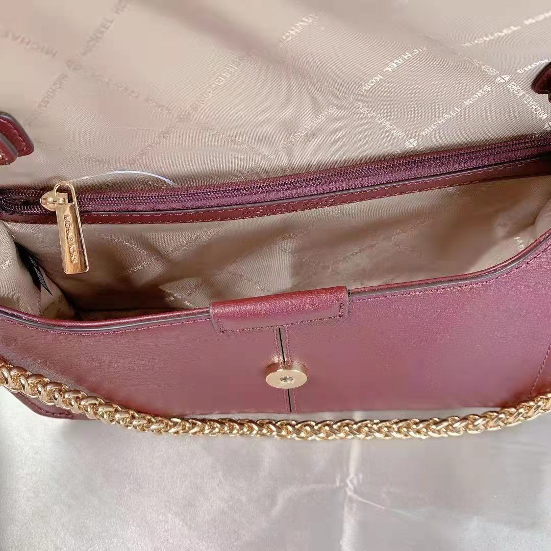 MICHAEL KORS 35F1G6SL3L SONIA MEDIUM LEATHER SHOULDER BAG IN MERLOT MICHAEL KORS 35F1G6SL3L SONIA MEDIUM LEATHER SHOULDER BAG IN MERLOT